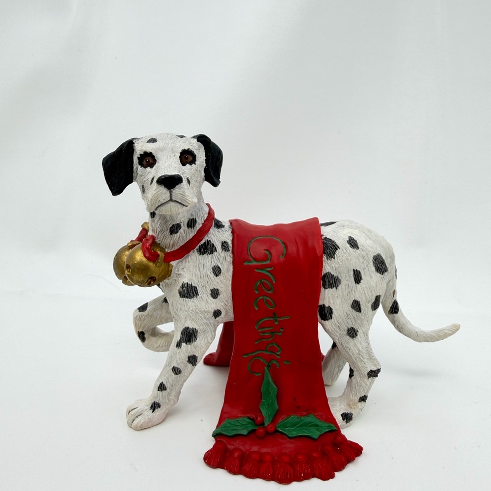 Tom Rubel Dalmation Dog Figurine Christmas Animal Collection 1990 Silver Deer